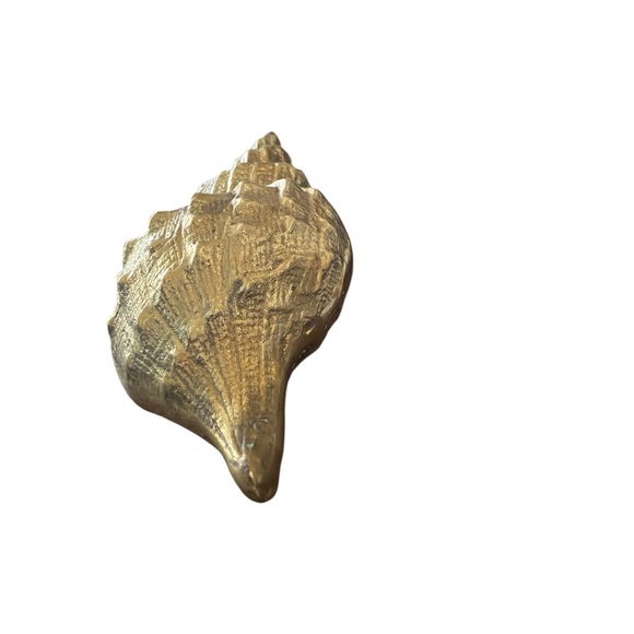 Vintage Brass Conch Shell Sculpture Home Decor Coastal Grandma Boho Paperweight - Picture 2 of 8